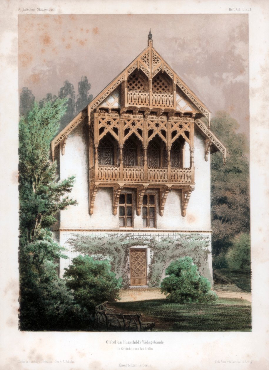 Oromzat egy lakóépületen, Schonhausen, Berlin közelében, Németország, 1850 alkotó: Anst von W Loeillot