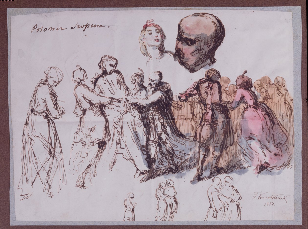 Tanulmány a "Les Polonaises de Chopin"-hez, 1850 (toll és tinta, wc, papír) alkotó: Antar Teofil Kwiatowski