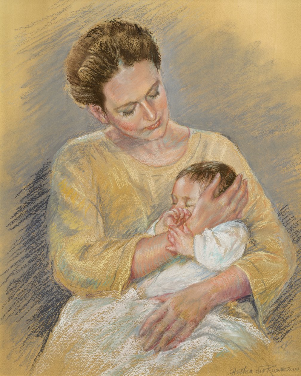 Vanessa Macdonald-Haig Toby unokájával, 2000 (pasztell) alkotó: Anthea Durose