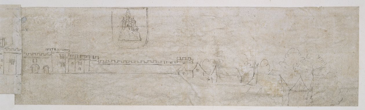 Richmond palota, homlokzat (toll és barna tinta halvány jelzések fölött fekete krétával) alkotó: Anthonie Jacobus van Wyngaerdt