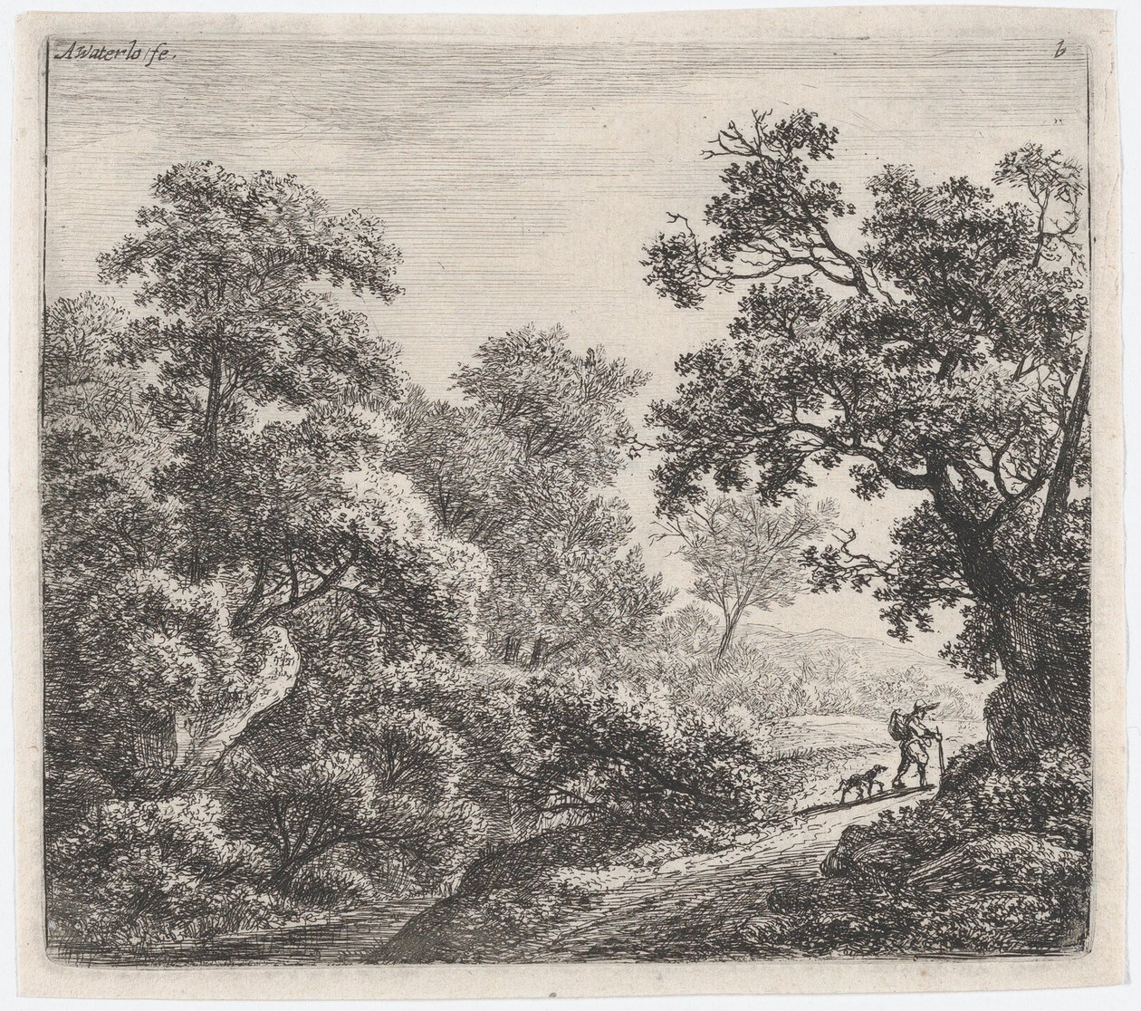 Egy utazó és kutyája Le Voyageur et son Chien, 17. század. alkotó: Anthonie Waterloo