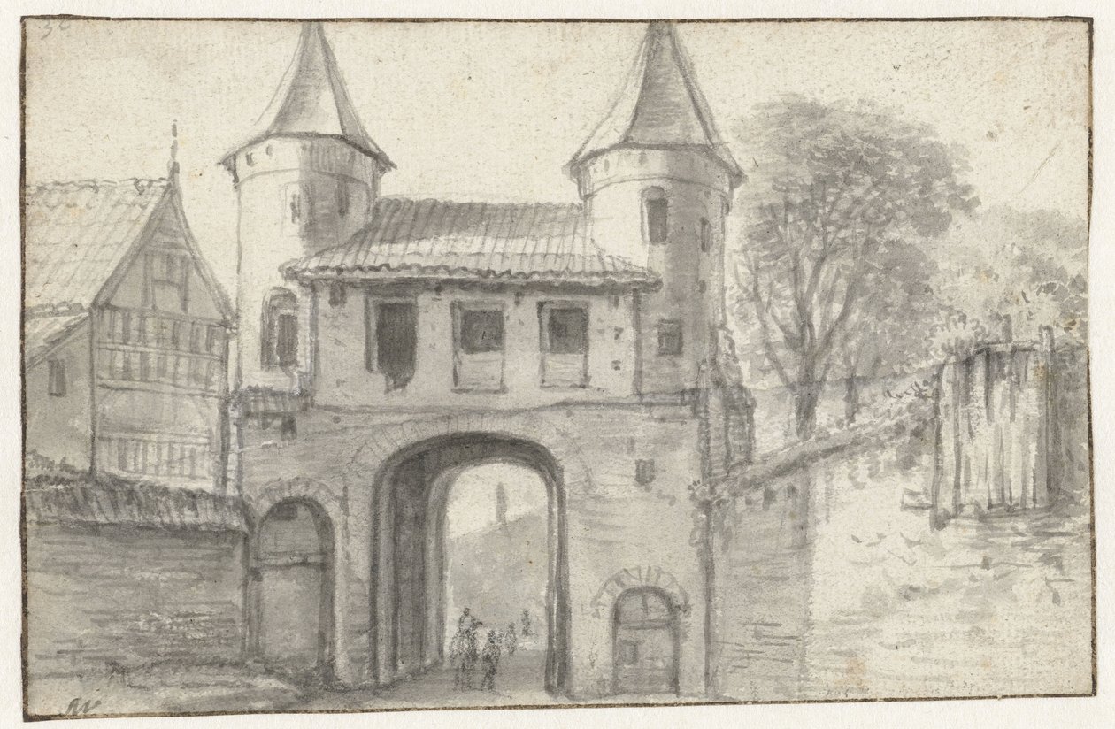 Városkapu Hamburgban (?), belülről nézve alkotó: Anthonie Waterloo