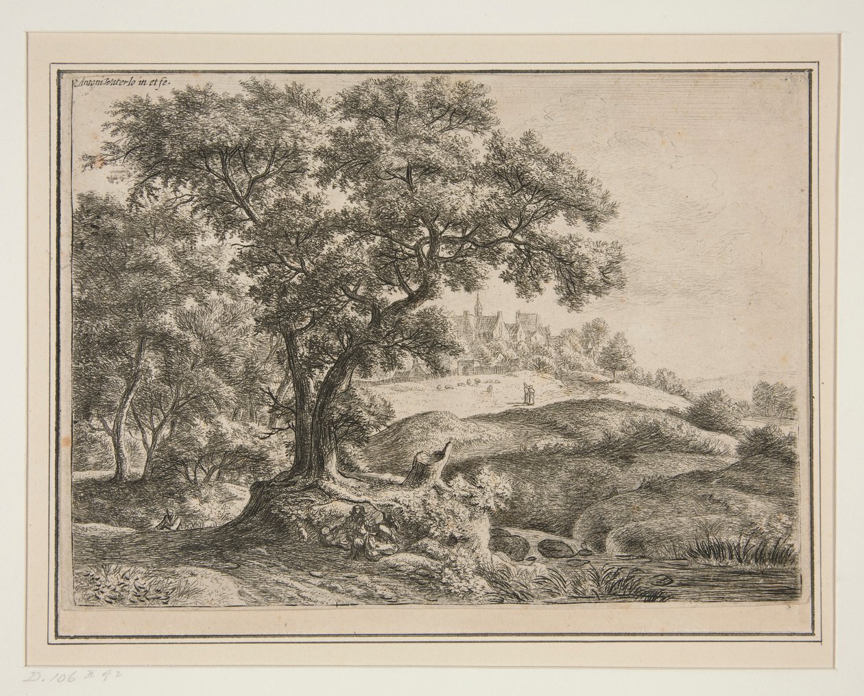 The Edge of the Woods with Village on the Heights alkotó: Anthonie Waterloo