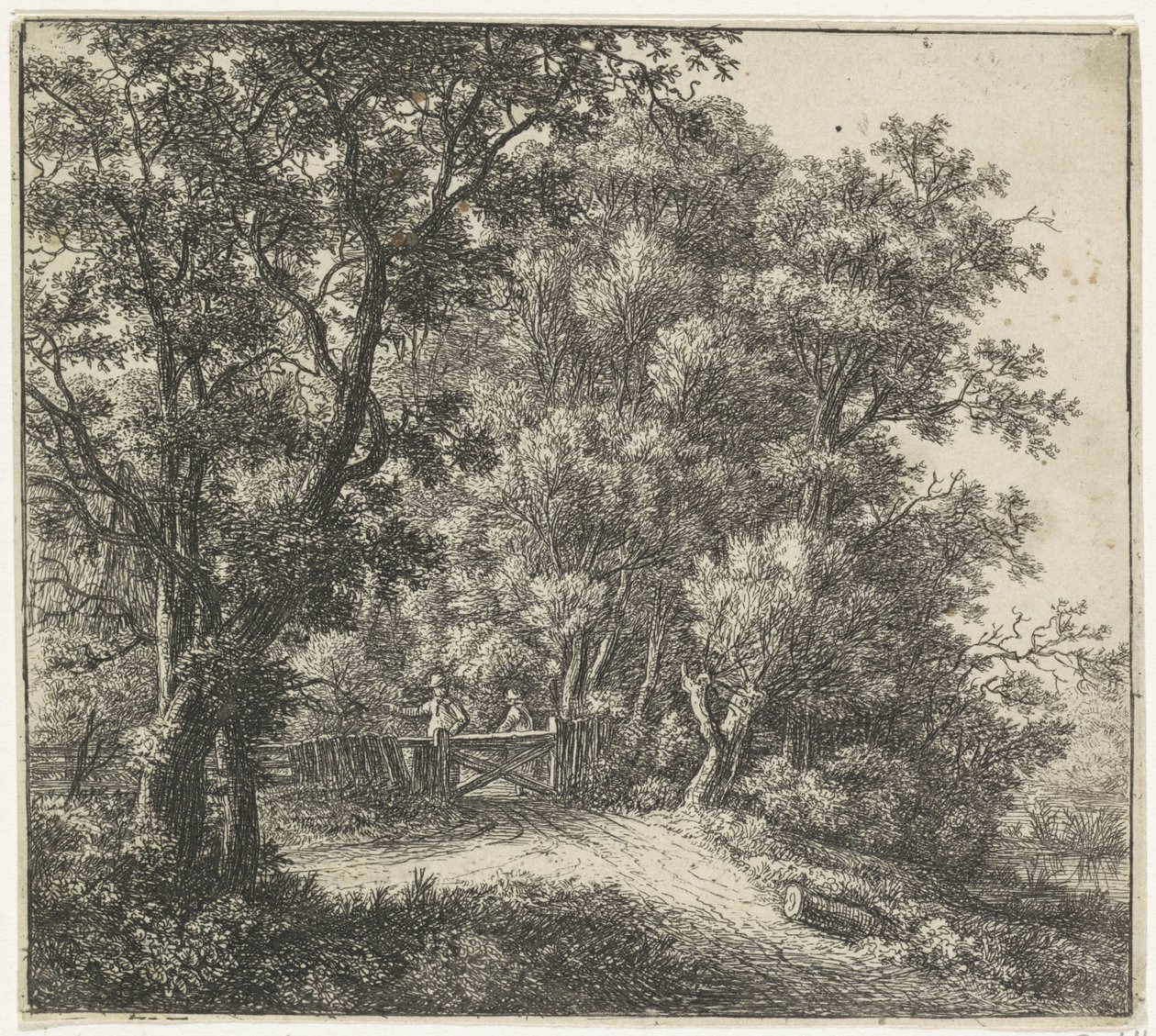 Két figura egy kerítés mellett Forest Views, A sorozat (sorozat címe) alkotó: Anthonie Waterloo