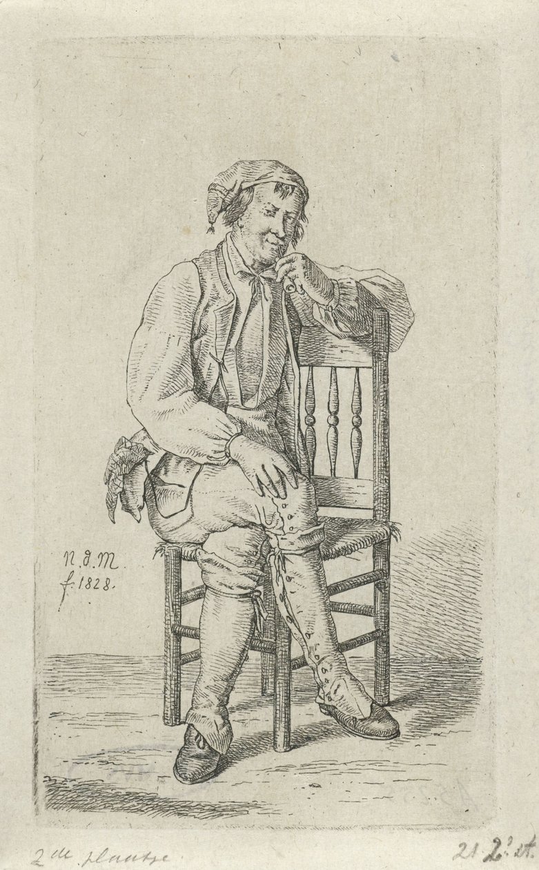 Férfi egy széken 12 tanulmányfigura (sorozat címe) alkotó: Anthonie Willem Hendrik Nolthenius de Man