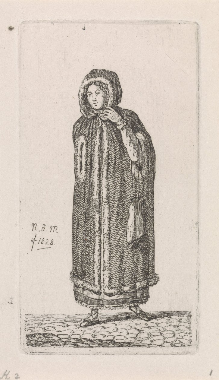 Nő köpenyt 12 tanulmányfigura (sorozat címe) alkotó: Anthonie Willem Hendrik Nolthenius de Man
