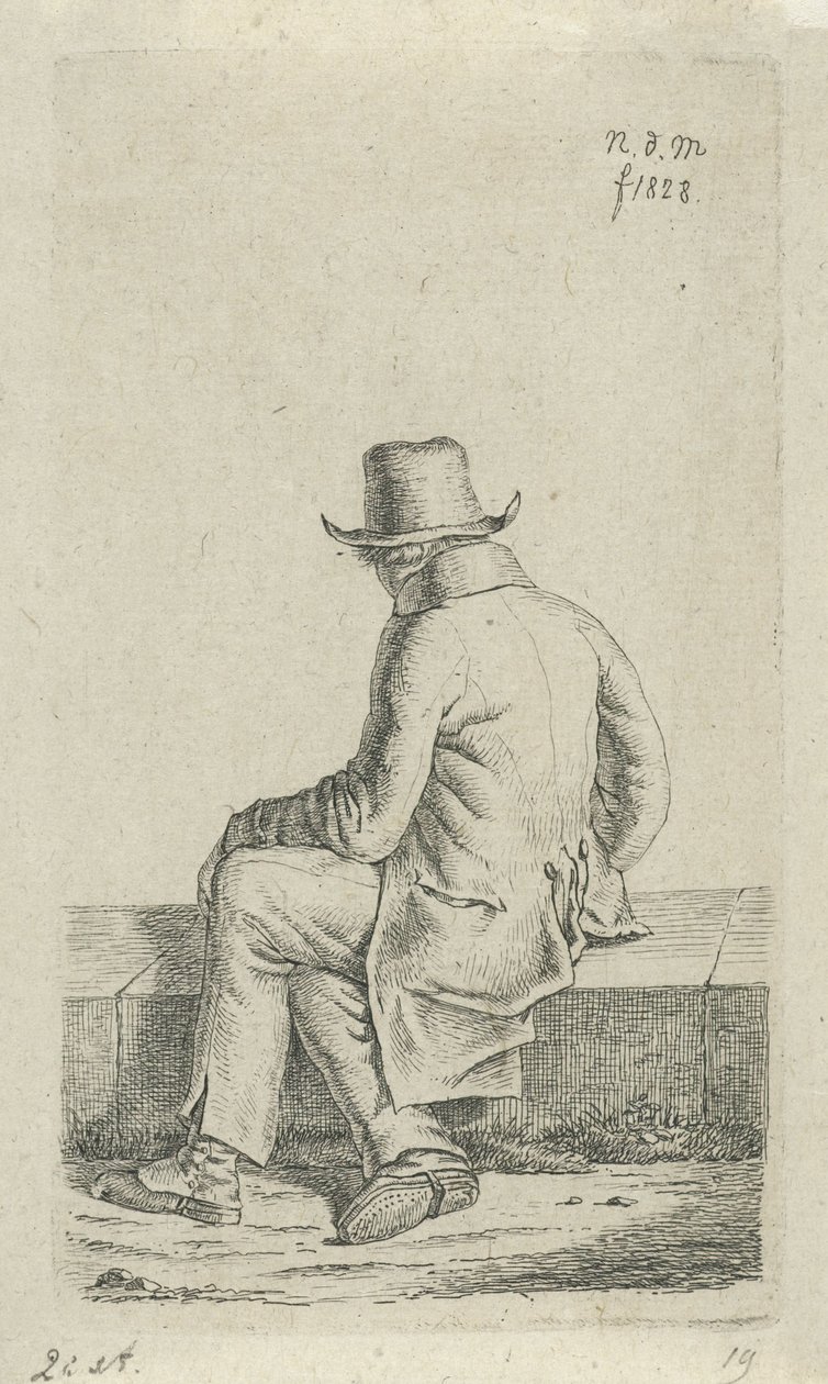 Ülő ember a falon 12 tanulmányfigura (sorozat címe) alkotó: Anthonie Willem Hendrik Nolthenius de Man