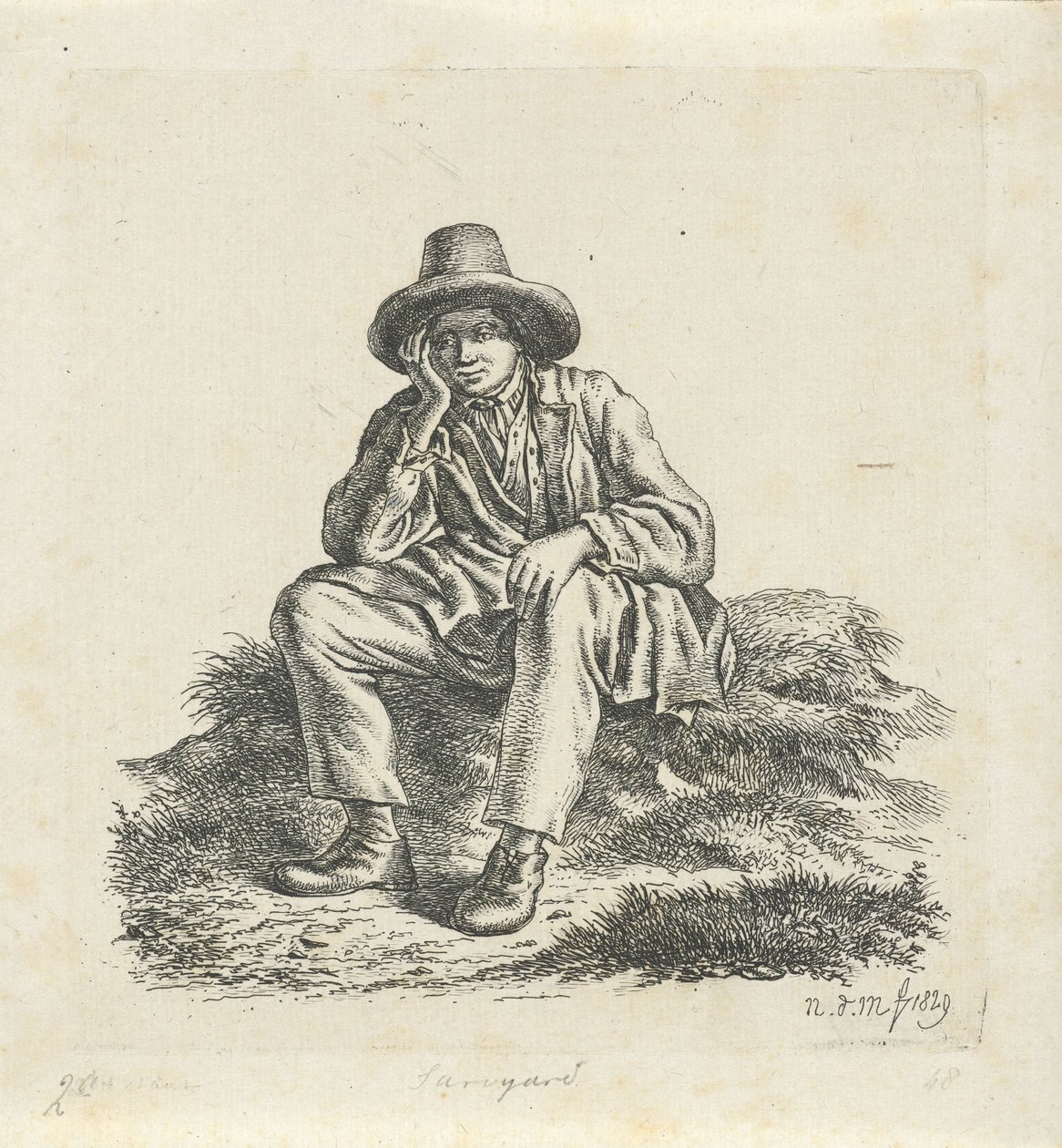 Ülő ember, megtámasztja a fejét alkotó: Anthonie Willem Hendrik Nolthenius de Man