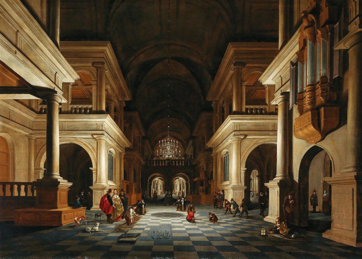 Egy templombelső elegáns figurákkal, 1632. alkotó: Anthonie de Lorme