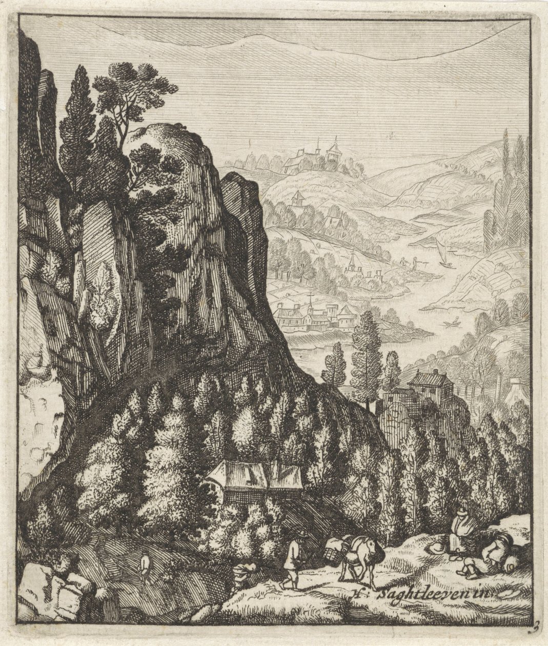 Sziklás hegyi táj gazdákkal alkotó: Anthonie de Winter (attributed to)