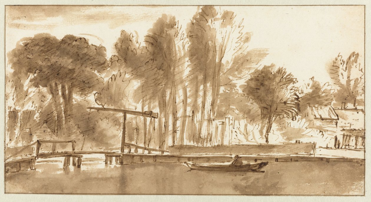Erdős folyó táj felvonóhíddal alkotó: Anthonie van Borssom (attributed to)