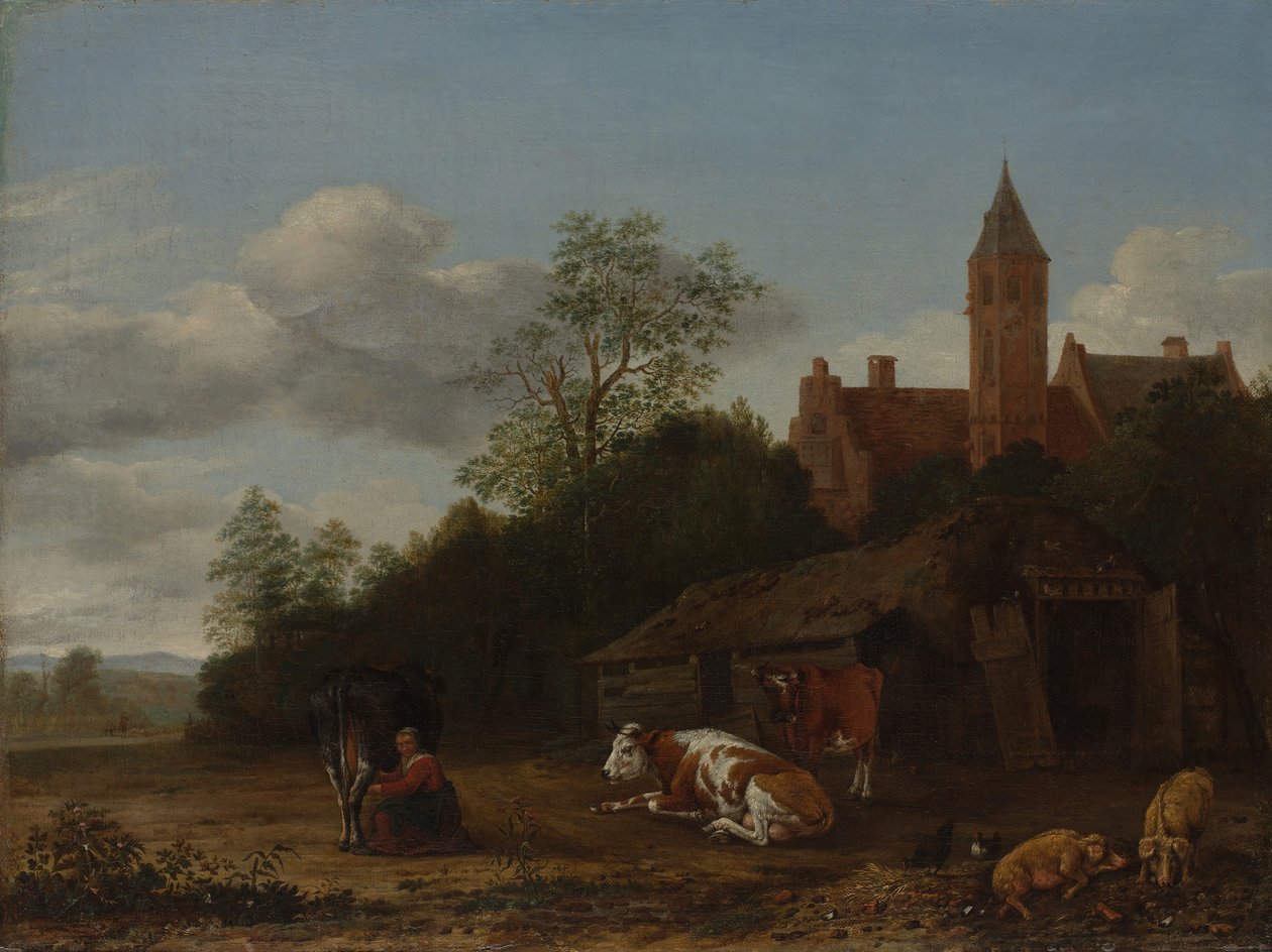 Barnyard jelenet, kb. 1650-55. alkotó: Anthonie van Borssom