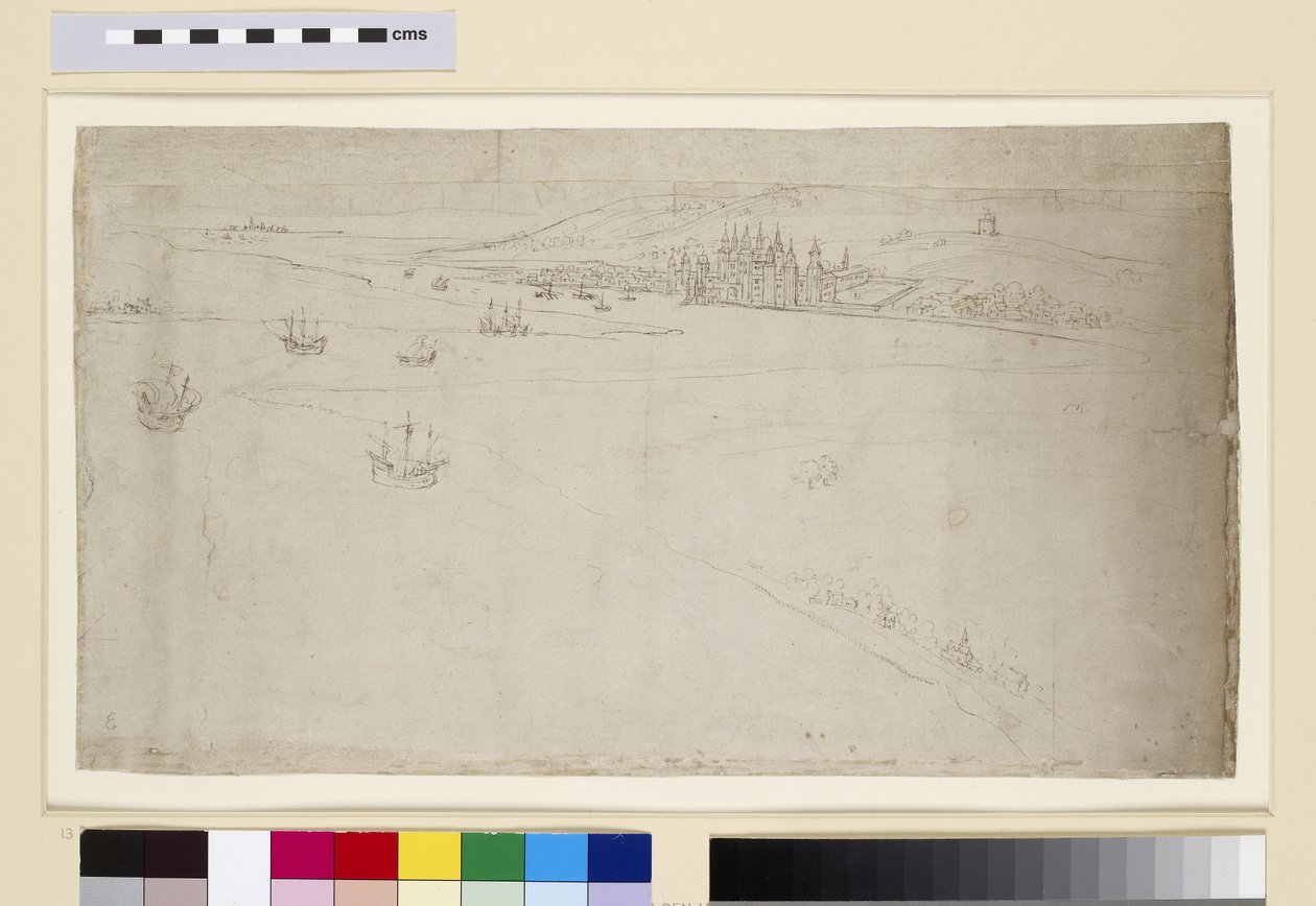 Greenwich, a "The Panorama of London" című képből, 1544 körül (toll, tinta és kréta, papír) alkotó: Anthonis van den Wyngaerde