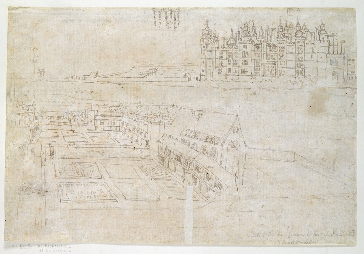 Privy Gardens, Richmond Palace, 1544 körül (toll és tinta, papír) alkotó: Anthonis van den Wyngaerde