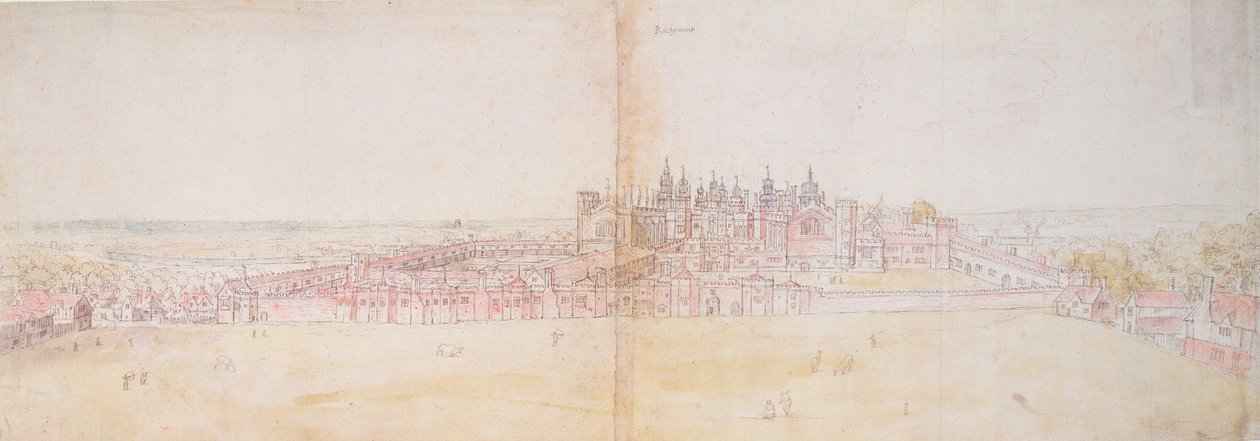 Richmond-palota északkeletről, 16. század (toll, tinta és wc papíron) alkotó: Anthonis van den Wyngaerde