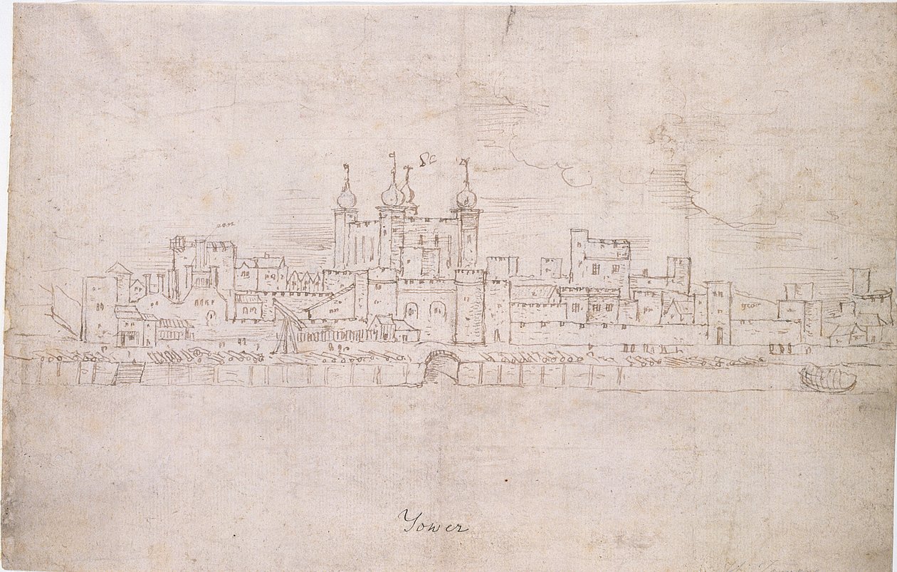 The Tower of London, 1544 körül (toll és tinta papíron) alkotó: Anthonis van den Wyngaerde