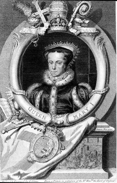 I. Mária (1516-58) Anglia királynője 1553-ból, metszet: George Vertue (1684-1756) (metszet) alkotó: after Anthonis Mor van Dashorst