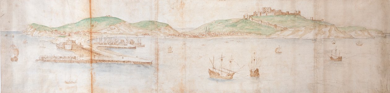 Dover a tengertől, 16. század közepe alkotó: Anthonis van den Wyngaerde