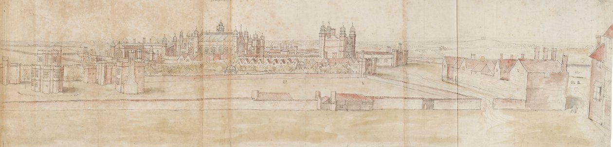 Hampton Court Palace északról, 1550-1560 alkotó: Anthonis van den Wyngaerde