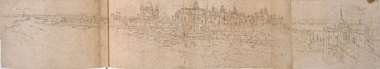 Hampton Court Palace a folyótól, 1550-1560 alkotó: Anthonis van den Wyngaerde