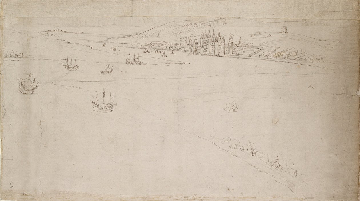 London panorámája Southwarkból nézve: Greenwich, 1554 alkotó: Anthonis van den Wyngaerde
