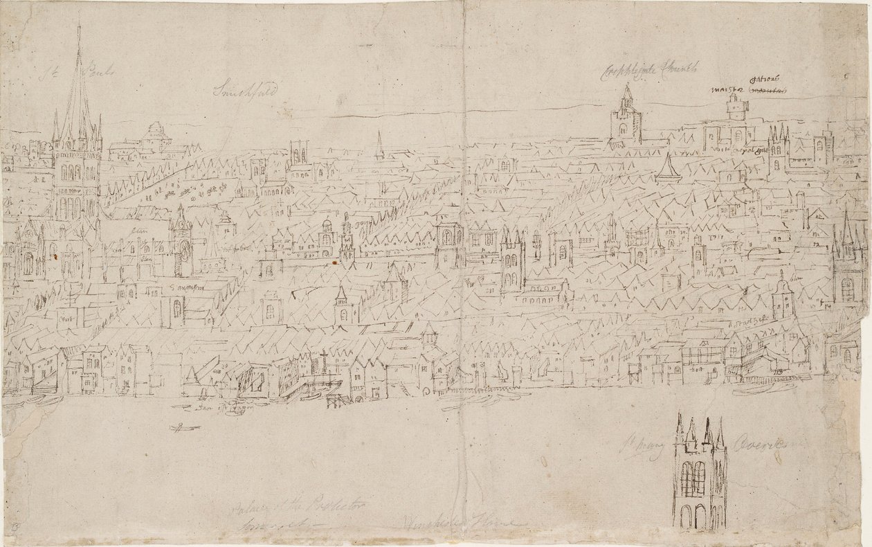 London panorámája Southwarkból nézve: Szent Pál katedrális, 1554 alkotó: Anthonis van den Wyngaerde