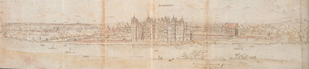 Richmond-palota a Temze túloldaláról, 1562 alkotó: Anthonis van den Wyngaerde