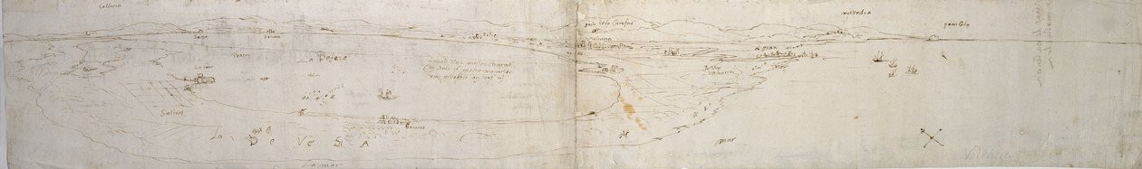 Vázlat a valenciai lagúnáról, la Albuferáról és a szomszédos partokról és vidékről, 1560-as évek alkotó: Anthonis van den Wyngaerde
