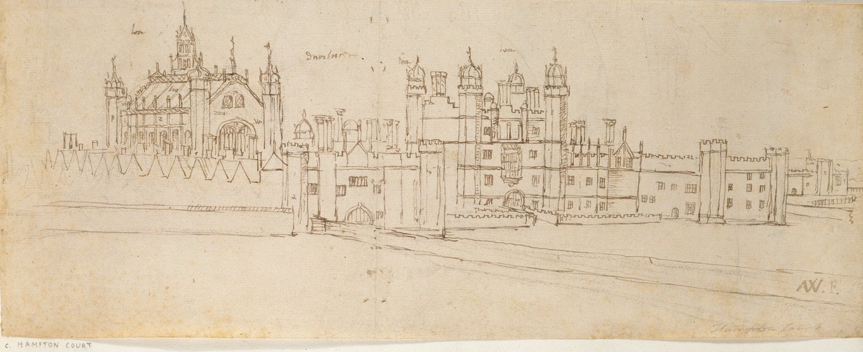 A Hampton Court Palace kápolnája és kapuháza, 1550-1560 alkotó: Anthonis van den Wyngaerde