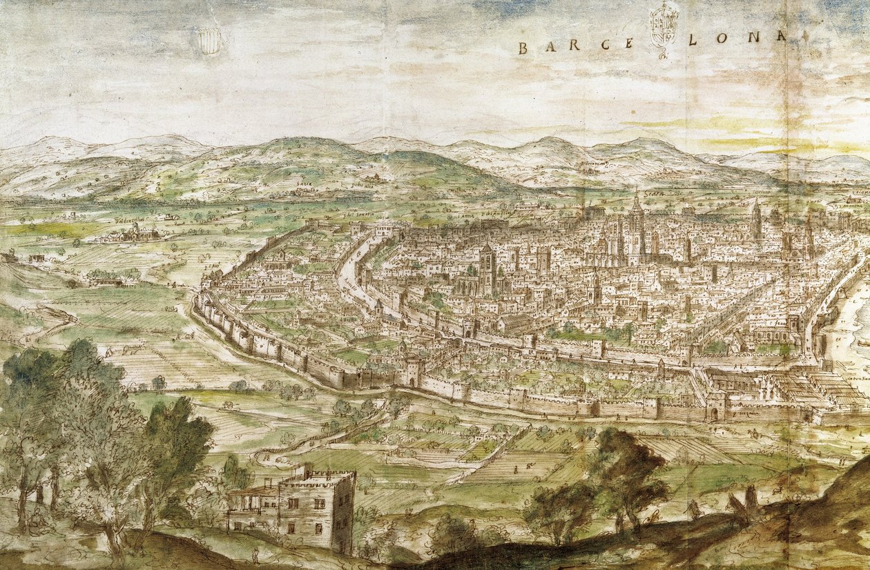 Barcelona látképe, 1563 alkotó: Anthonis van den Wyngaerde