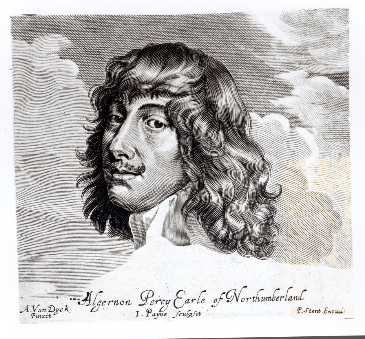 Algernon Percy, Northumberland tizedik grófja (1602-1668) portréja, John Payne metszete (fl. 1608-48) alkotó: Anthony van Dyck