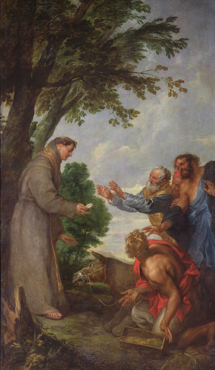 Az öszvér legendája és Páduai Szent Antal. 1627-32 alkotó: Anthony van Dyck