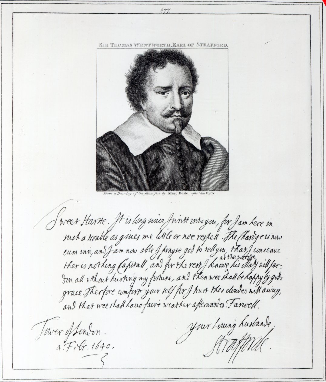 Thomas Wentworth, Strafford 1. grófja, Mary Beale rajza után vésve, 1793 alkotó: Anthony van Dyck