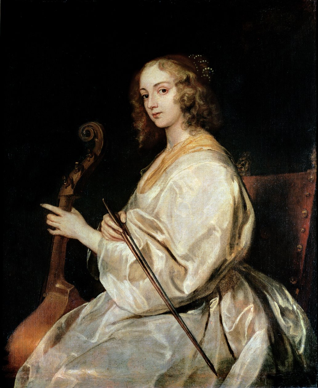 Fiatal Nő Viola da Gambán játszik alkotó: Anthony van Dyck