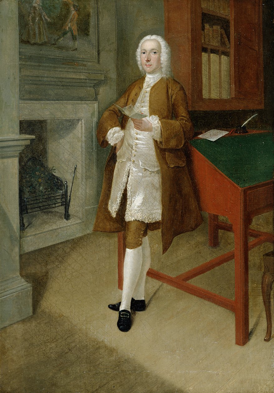 Ismeretlen ember a könyvtárban, 1740-41 körül alkotó: Anthony Devis