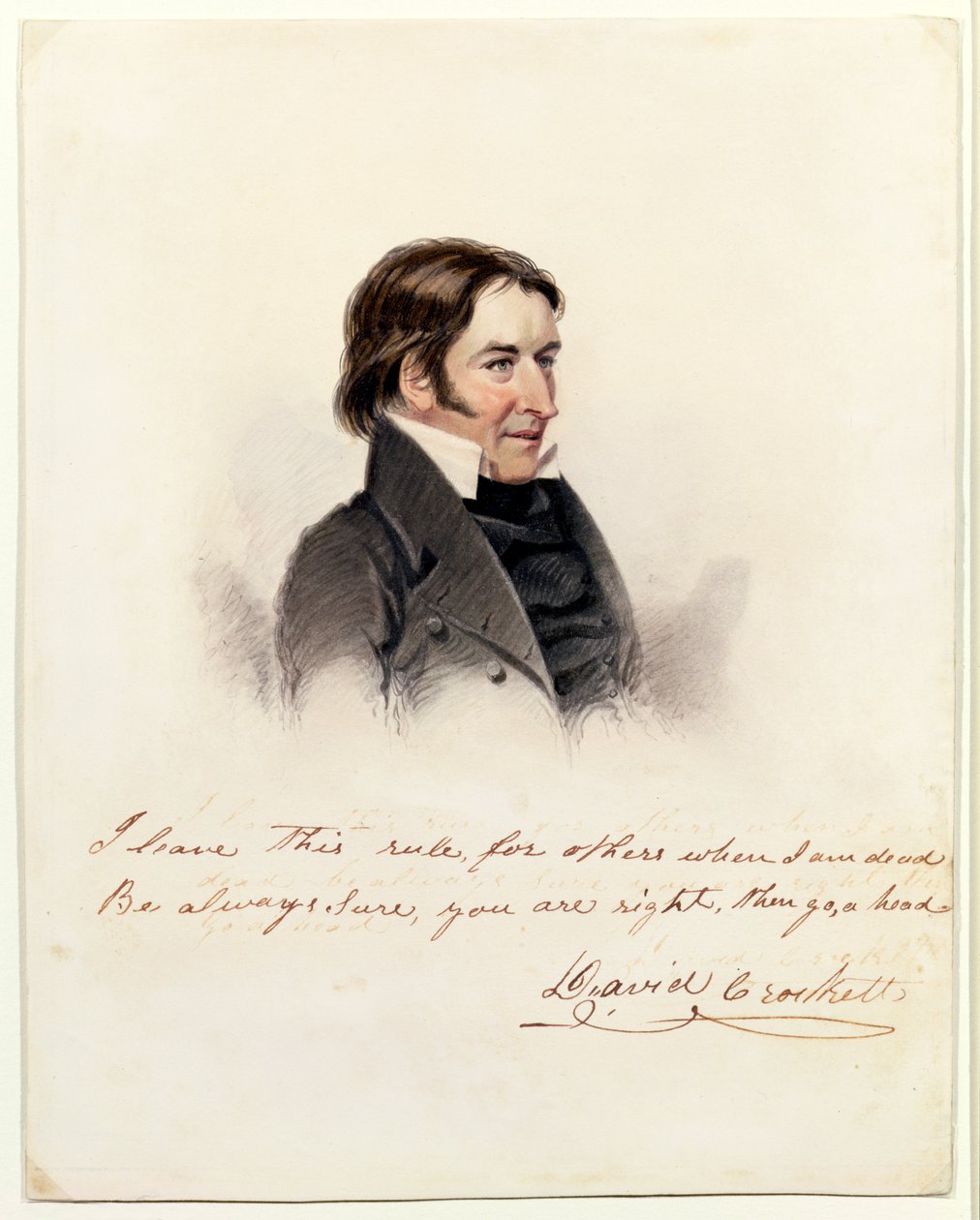 David Crockett portréja, 1834 (wc, papír) alkotó: Anthony Lewis De Rose