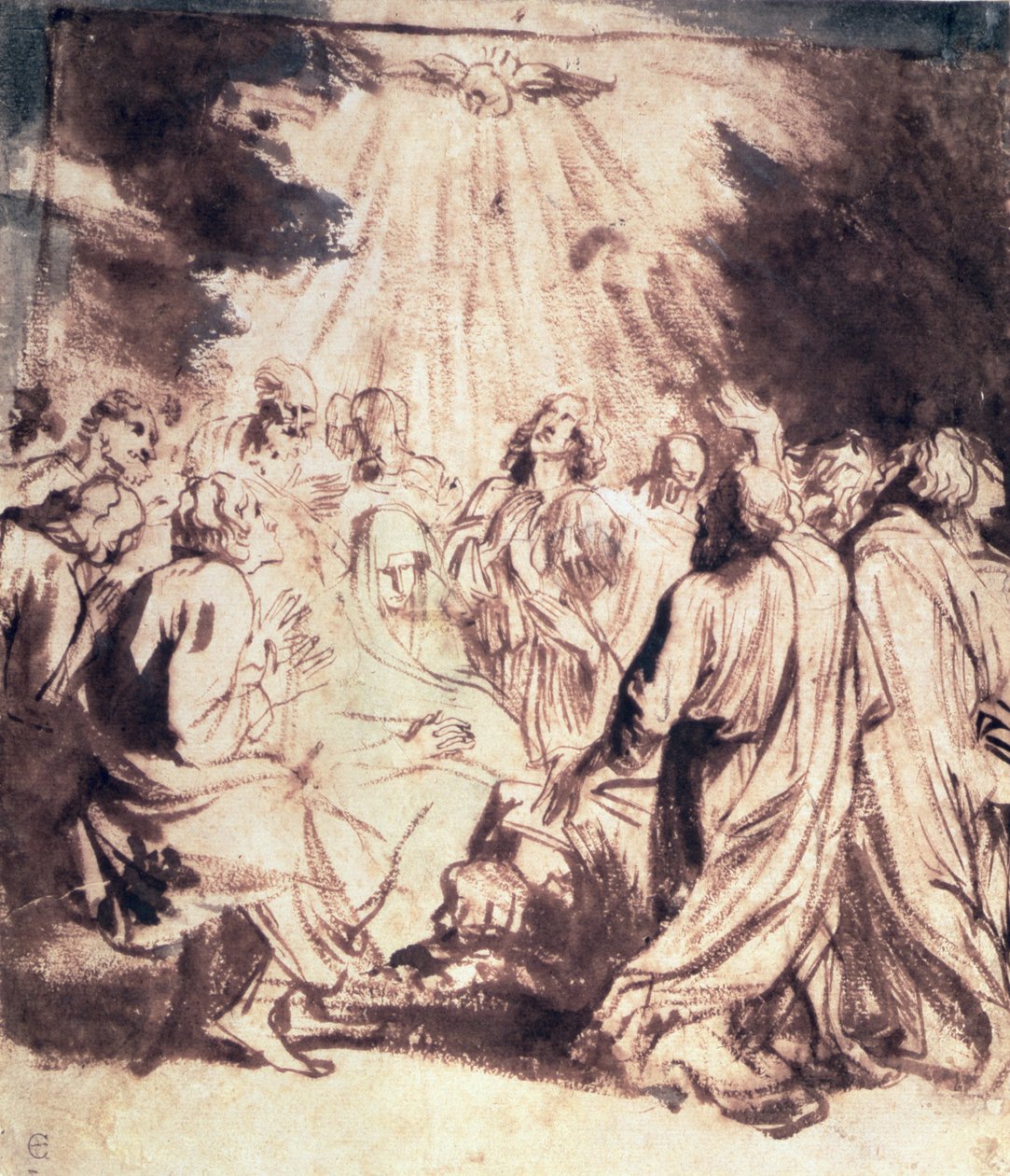 Pünkösd, 1620-1 (toll és ecset) alkotó: Anthony van Dyck