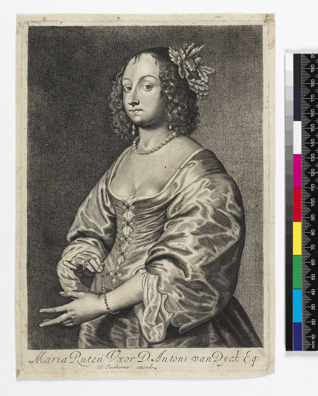 Mary Ruthven portréja, William Faithorne metszete alkotó: Anthony van Dyck