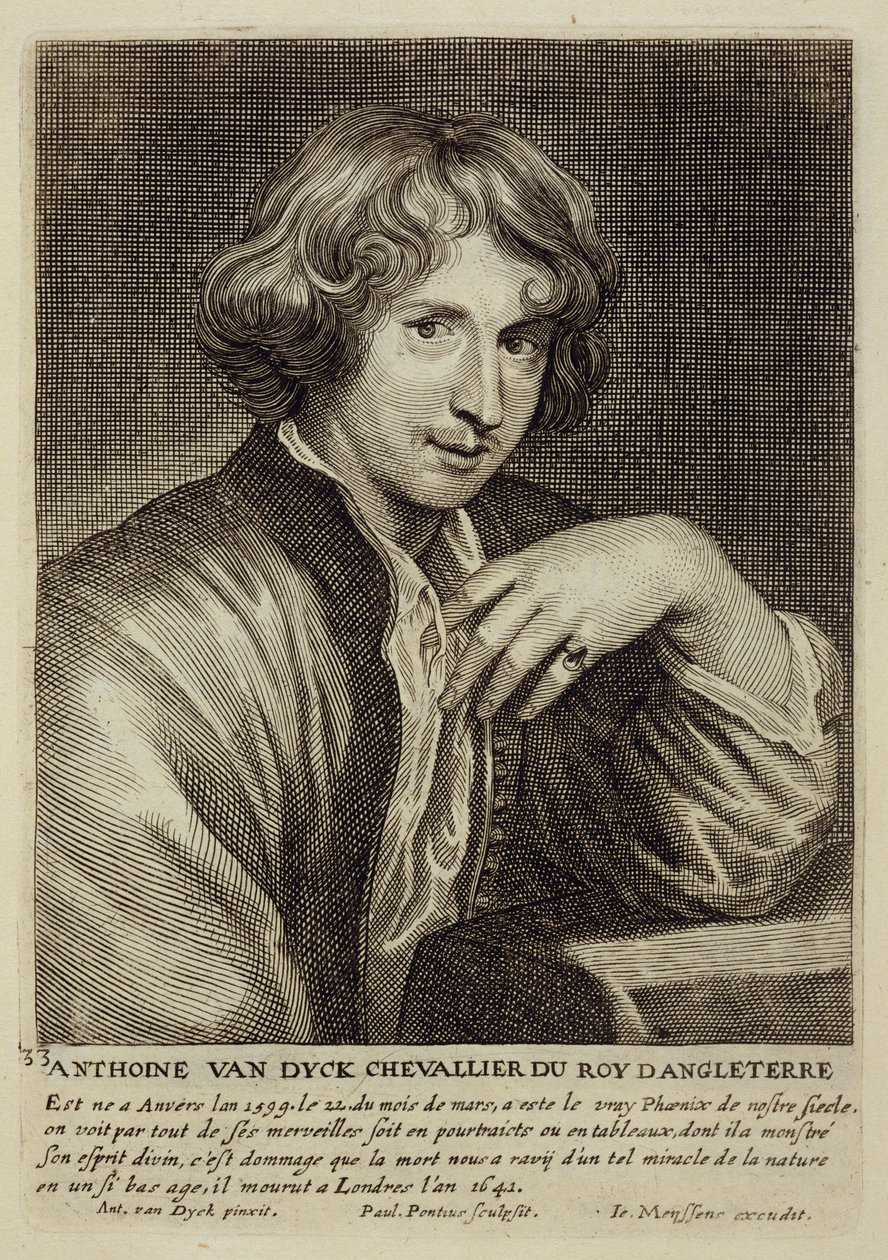 Önarckép, 33. tábla művészportrésorozatból, Paulus Pontius (1603-58) metszetében alkotó: Anthony van Dyck