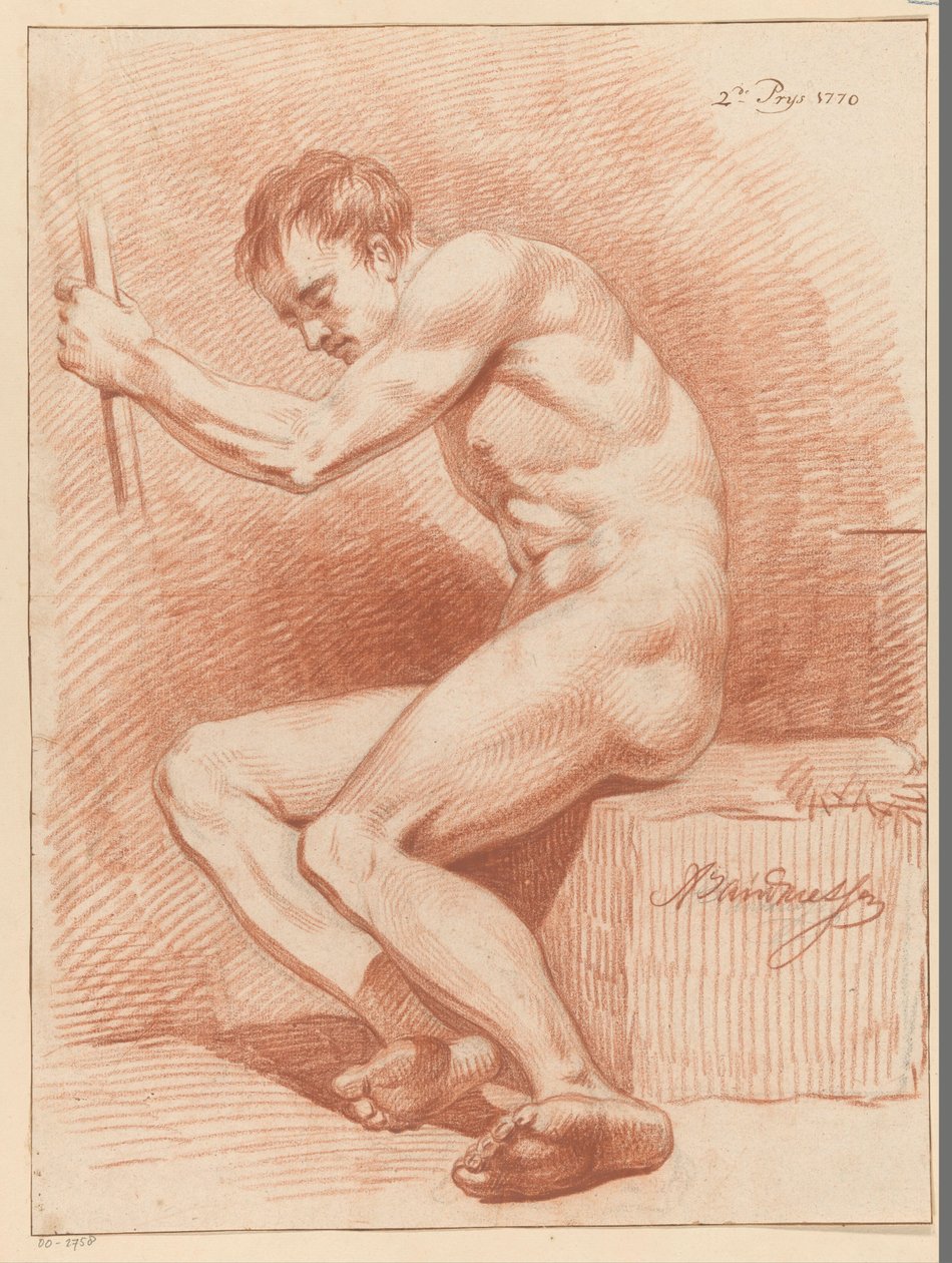 Ülő férfi akt, oldalnézet (2. díj 1770) alkotó: Anthony Andriessen