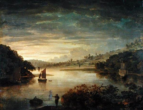 Kilátás a Neath folyóra Glamorganshire-ben (olaj a fedélzeten) alkotó: Anthony Devis