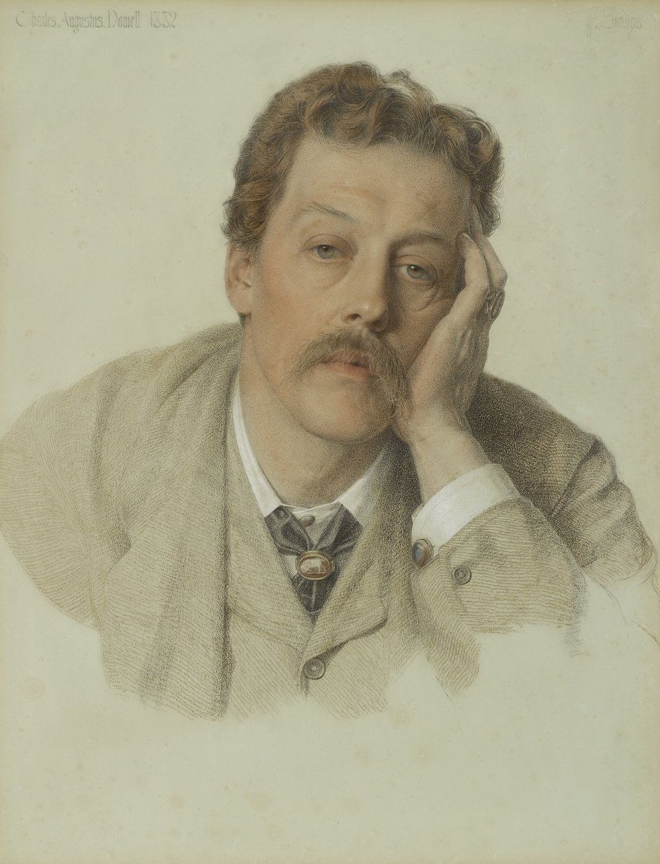 Charles Augustus Howell, 1882 (színes kréta halványkék papíron) alkotó: Anthony Frederick Augustus Sandys