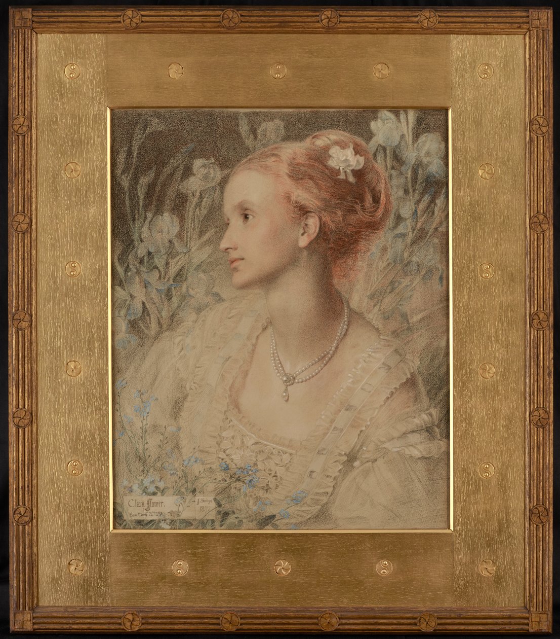 Clara Flower (színes kréta krémszínű papírra) alkotó: Anthony Frederick Augustus Sandys