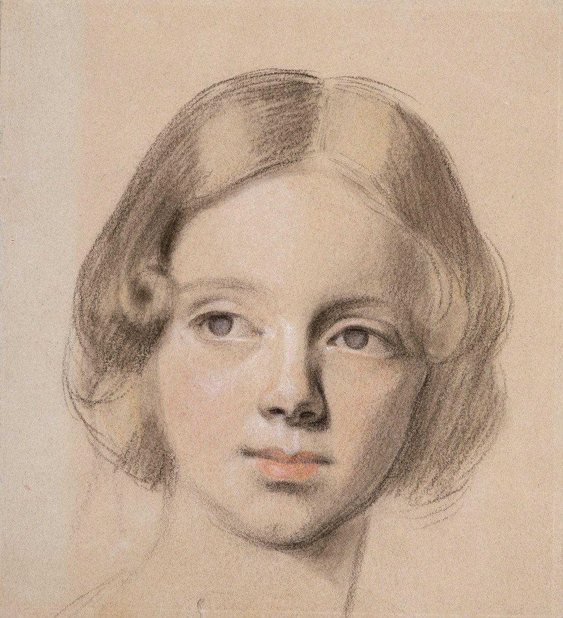 Emma Sandys feje (színes kréta, fényes papíron) alkotó: Anthony Frederick Augustus Sandys