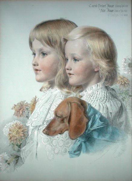 Conrad és Violet Flower portréja alkotó: Anthony Frederick Augustus Sandys