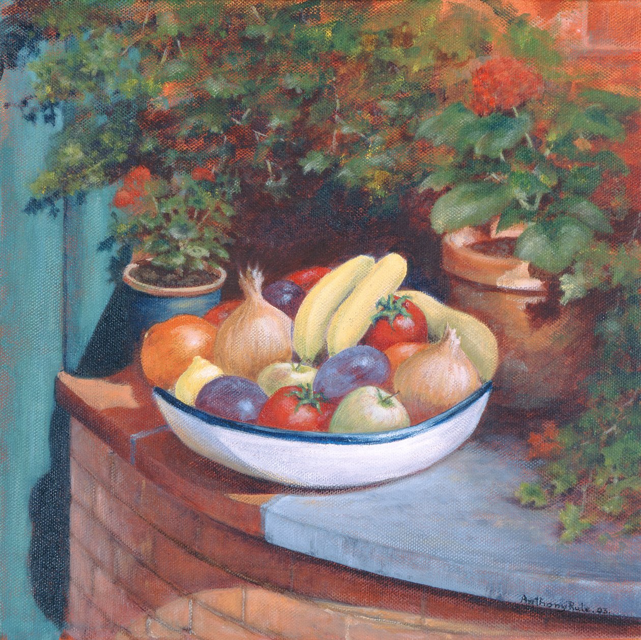 Gyümölcs és zöldség al Fresco, 2003 (akril) alkotó: Anthony Rule