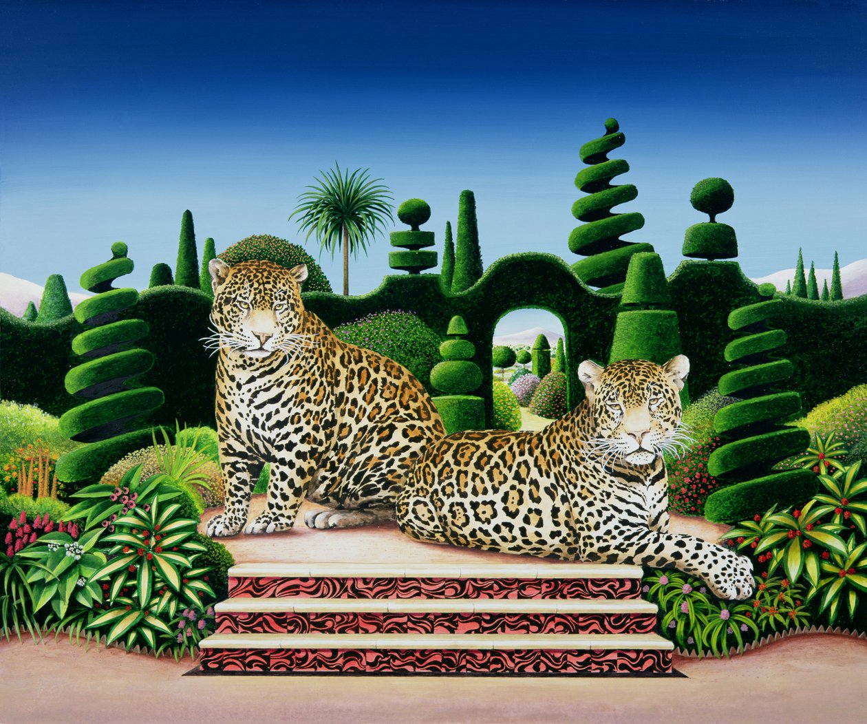 Jaguars in a Garden, 1986 (akril a fedélzeten) alkotó: Anthony Southcombe