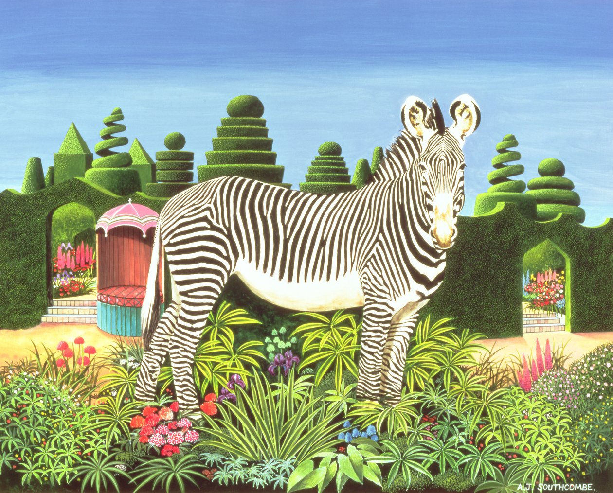 Zebra a kertben, 1977 (akril a fedélzeten) alkotó: Anthony Southcombe
