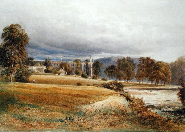 Bolton Abbey a River Wharfe-ból, South View, 1825 körül (akvarell papíron) alkotó: Anthony Vandyke Copley Fielding