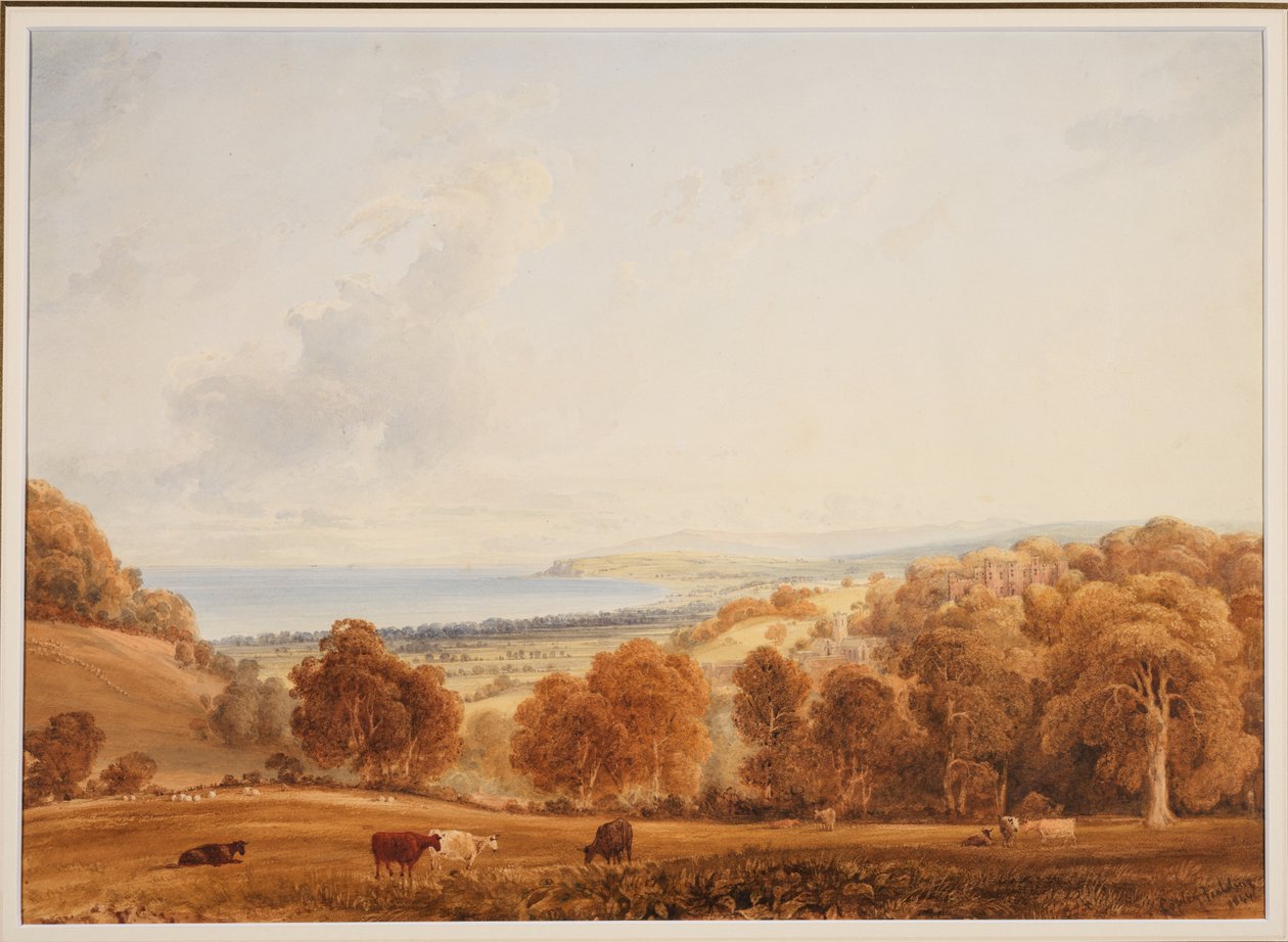 Dunster távoli kilátása, Somerset alkotó: Anthony Vandyke Copley Fielding